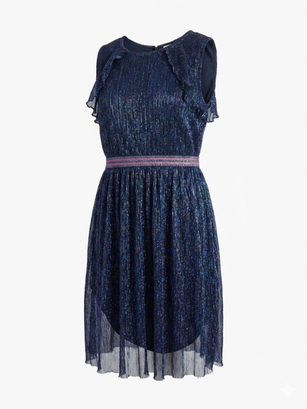 Wonder Nation Girls Metallic Navy Party Dress Size L 10‑12 - Picture 2 of 5
